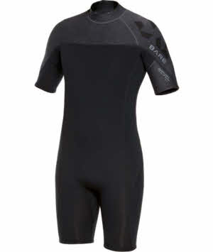 Bare Elastek Hooded Shortie 7mm Wetsuit Size MT Black Scuba Snorkel Swim Surf 