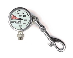 Best Divers Finimeter Manometer Mineral mit Karabiner 360bar