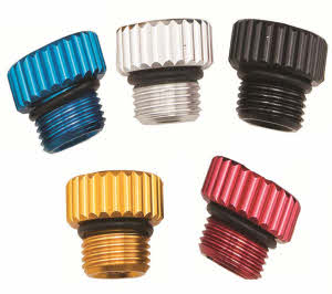 Aluminum valve screw plug DIN colored 