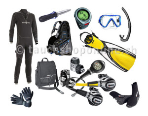 Dive gear equipment set lake coldwater